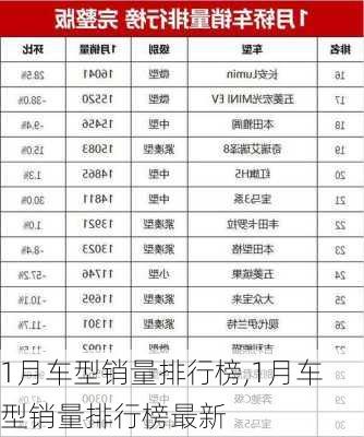 1月车型销量排行榜,1月车型销量排行榜最新