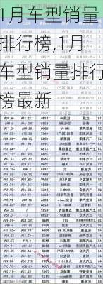 1月车型销量排行榜,1月车型销量排行榜最新