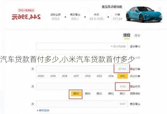 汽车贷款首付多少,小米汽车贷款首付多少