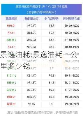 景逸油耗,景逸油耗一公里多少钱