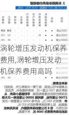 涡轮增压发动机保养费用,涡轮增压发动机保养费用高吗