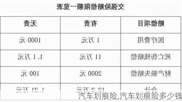 汽车划痕险,汽车划痕险多少钱