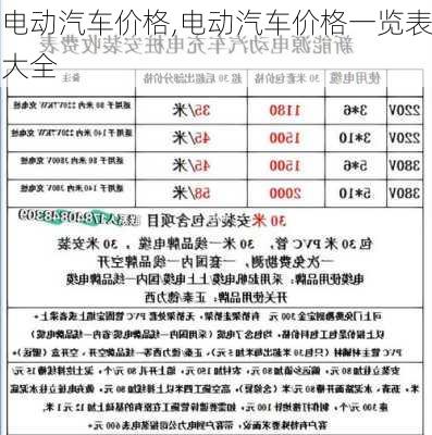 电动汽车价格,电动汽车价格一览表大全