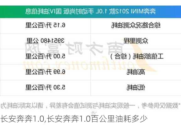 长安奔奔1.0,长安奔奔1.0百公里油耗多少