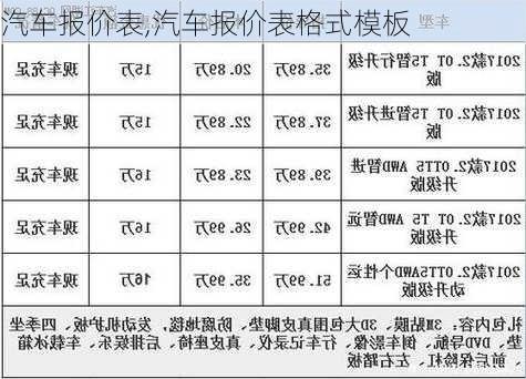 汽车报价表,汽车报价表格式模板