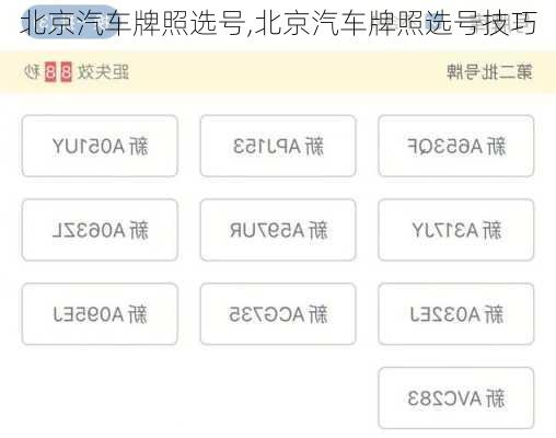 北京汽车牌照选号,北京汽车牌照选号技巧