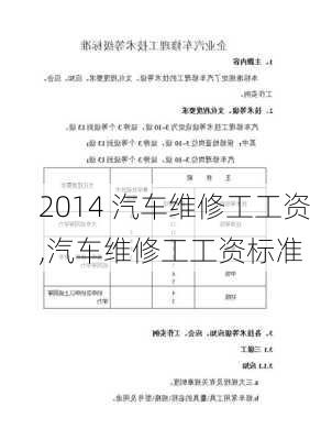 2014 汽车维修工工资,汽车维修工工资标准