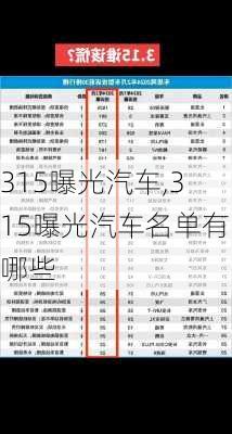 315曝光汽车,315曝光汽车名单有哪些