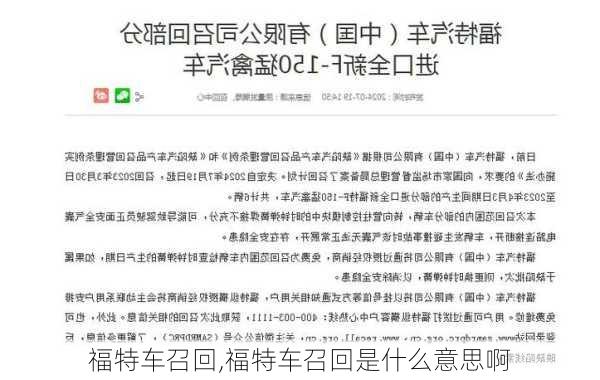 福特车召回,福特车召回是什么意思啊