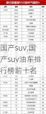 国产suv,国产suv油车排行榜前十名