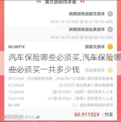 汽车保险哪些必须买,汽车保险哪些必须买一共多少钱