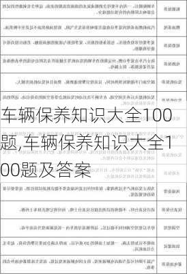 车辆保养知识大全100题,车辆保养知识大全100题及答案